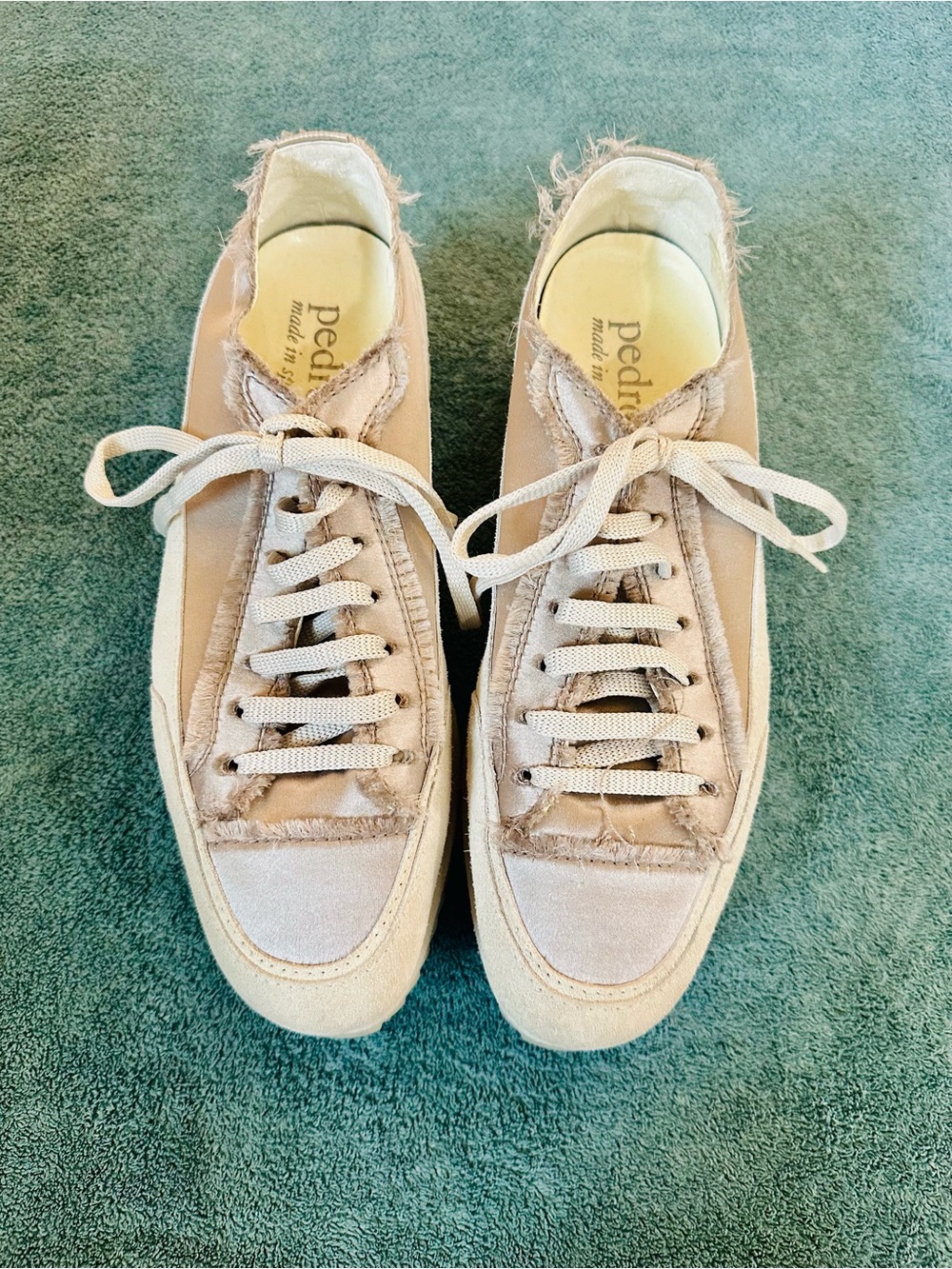 Pedro Garcia Frayed Satin Platform Sneakers Beige Cream Spain EU 39.5 - Picture 3 of 8